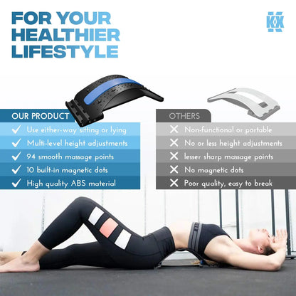 Back Stretcher for Lower Back Pain Relief, 4 Level Adjustable Lumbar Cracker Board Massager, Stretching Device for Scoliosis, Sciatica